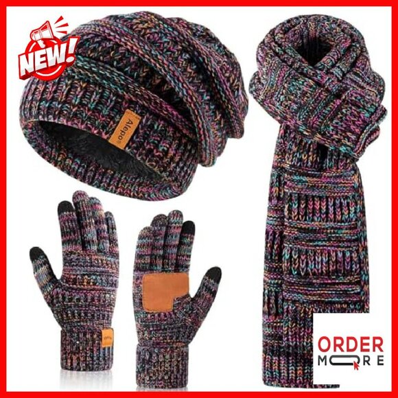Winter Beanie Scarf Gloves Set, Touchscreen, Slouchy Hat, Long Scarf main image 7
